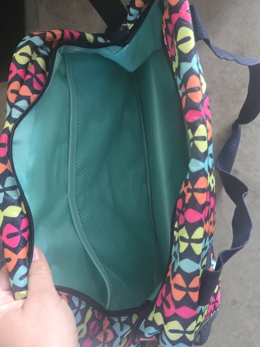 thirty-one Neon Multicolor Patterned Tote with Teal Interior